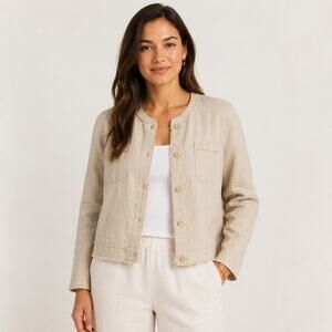 NWT Tommy Bahama Two Palms Linen Patch Pocket Jacket Women’s XS
